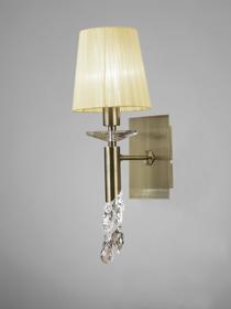 Tiffany Antique Brass-Cream Crystal Wall Lights Mantra Shaded Wall Lights